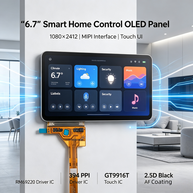Custom 6.7" Flexible FHD LTPS AMOLED with RM69220 Driver: 1080x2412 FHD MIPI Interface for High-End AI Hardware Integration