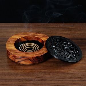 Quemadores de incienso bakhoor de madera tradicionales con placa de hierro y tallas elegantes para una experiencia aromática exótica - Product Image 1