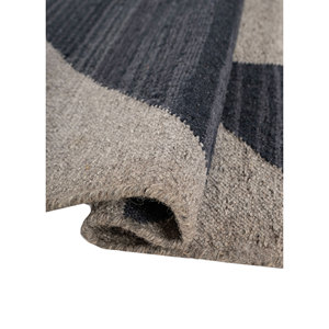พรมลายเรขาคณิตอินดัสบาร์สีเทาและสีดำ ทอแบบแบน ทำจากขนสัตว์และวิสโคส สำหรับใช้ในบ้าน-Adwv-13018 - Product Image 2