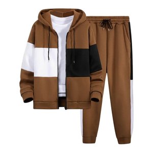 Color Block Sweatsuits para hombres Full Zip Hoodies Sudadera Elástico Cordón Pantalones de chándal con bolsillos 2 piezas - Product Image 5