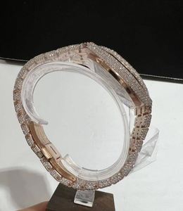 VVS Moissanite montre glacée avec bande en alliage unisexe luxe mouvement à Quartz cadran en verre mode montre-bracelet Hip Hop bijoux - Product Image 5