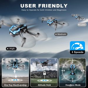 โดรนติดกล้องสำหรับผู้ใหญ่, โดรน FPV ความละเอียด 2K HD พร้อมระบบรักษาระดับความสูง, ขึ้น/ลงอัตโนมัติด้วยปุ่มเดียว, ปรับความเร็วได้, โหมด Headless - Product Image 6