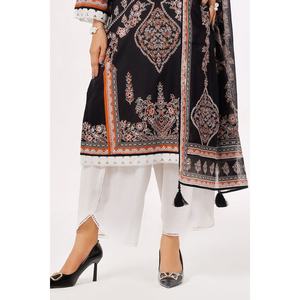 Conjunto de traje de tela estampada sin coser de 3 piezas para mujer, color negro - Product Image 2