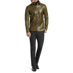 Otoño Invierno Hombres Camisa de cuero Mejor calidad Hombres Camisa de cuero genuino Hombres en venta al por mayor - Product Image 4