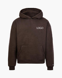 เสื้อฮู้ดดี้สีน้ำตาลเข้มสำหรับผู้ชาย สกรีนโลโก้ได้ ผ้าหนา แขนยาว มีกระเป๋าจิงโจ้ สไตล์ลำลอง สตรีทแวร์ รับผลิตแบบ OEM ODM - Product Image 3