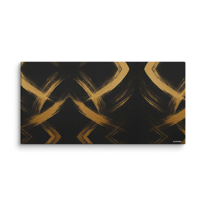 Tableau mural abstrait Golden Echo XL noir et or, panneau encadré Art Déco moderne pour décoration murale, édition Mansion - Product Image 2
