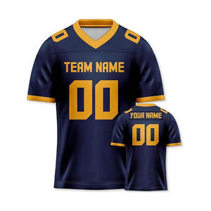 Camiseta de fútbol americano para hombre de poliéster azul marino personalizada OEM conjunto de ropa deportiva con estampado de números personalizados - Product Image 4