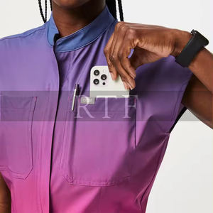 ชุดพยาบาลขัดชุดสองกระเป๋าโรงพยาบาลความงามชุดพยาบาลชุดทางการแพทย์ขัดพยาบาลขัดเครื่องแบบพร้อมซิป - Product Image 4