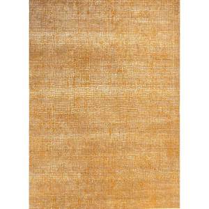 Tapis Kavi Gold en laine nouée à la main et soie de bambou, couleur unie, motif Error Project Esk-471 pour usage domestique - Product Image 1