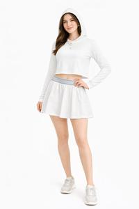 Ensemble assorti 2 pièces comprenant un haut ample à manches longues et un short à taille élastique, en polyester/nylon à séchage rapide, idéal pour le sport - Product Image 3