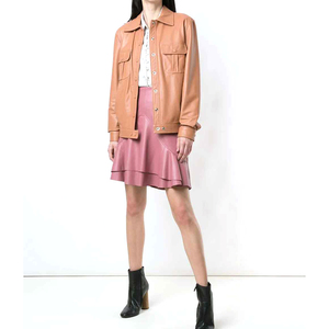 Nueva temporada de invierno 2025-26, ropa informal de moda para mujer, chaqueta de cuero marrón caramelo genuino, venta al por mayor, chaqueta de cuero personalizada - Product Image 2