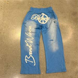 Pantalon de survêtement brodé d'appliques en coton avec logo personnalisé Nouveauté Pantalon de jogging à taille élastique délavé au soleil pour hommes - Product Image 5