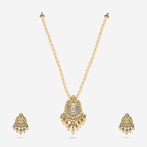 Collar Kundan 189244 con Perlas de Imitación, Estilo Étnico Religioso Clásico, Diseño Floral Personalizado para Fiestas - Product Image 1
