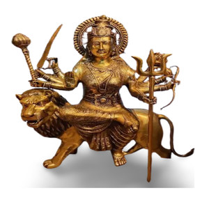 Estatua de Durga de latón duradero hecha a mano Art Deco para decoración espiritual India para el hogar Pooja Room Festival Adoración Regalo cultural - Product Image 1