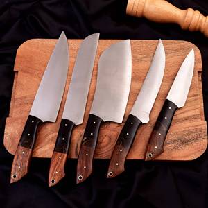 Juego de cuchillos de chef de acero de alto carbono profesional de 5 piezas de estilo personalizado, hoja de Damasco para uso en cocina, para afilar y rebanar - Product Image 3