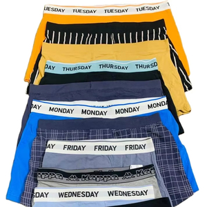 Wholesale Customized <b>Silk</b> Screen Printed Logo <b>Men's</b> Breathable 100% Cotton Knitted Waist Boxer <b>Shorts</b> - Product Image 1