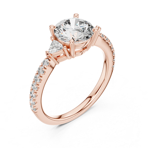 Anillo de Oro Blanco de 14K con Diamantes Cultivados en Laboratorio en Corte Trillón y Redondo |   Ropa de Oficina |   Diamante Cultivado Nuevo - Product Image 5