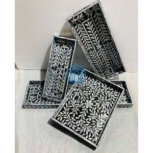 Plateau de service en nacre de qualité supérieure, design incrusté de coquillages, plateau décoratif de luxe pour table à manger et décoration intérieure - Product Image 5