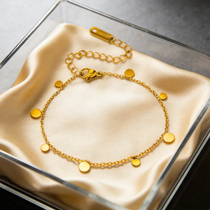 Bracelet en acier inoxydable 304 plaqué or 18 carats, design rond, électroplaqué sous vide, hypoallergénique, style décontracté et simple - Product Image 2