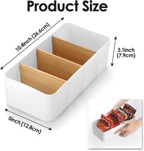 Organizador de Alimentos Plegable Moderno y Ecológico con 4 Compartimentos de Madera Divididos |   Caja de Almacenamiento Multiusos para Cocina - Product Image 5