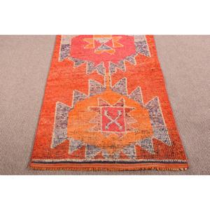 พรมขนาด 3.1x12.5 ฟุต, พรมตุรกีโบราณ, พรมเฮอร์กีสีส้มลายปะติด - Product Image 5