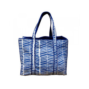 กระเป๋าผ้าบุนวมผ้าฝ้ายนุ่มพิมพ์ลายบล็อกมือสำหรับใช้ตอนเย็น - Product Image 5