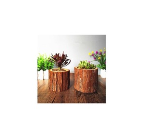 Florero de madera para jardín, maceta de madera para uso en balcón, decorativo para interiores y exteriores, de dos piezas - Product Image 1