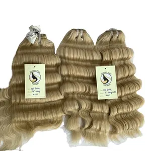 Недорогие натуральные человеческие волосы Remy с выравненной кутикулой, русские и европейские волосы для наращивания, светлый цвет, 613 волнистые пучки