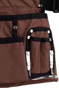 Ceinture porte-outils en tissu marron avec plusieurs poches et crochets métalliques pour le rangement d'outils de charpentier 2026 - Product Image 2