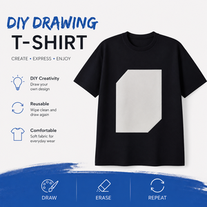 Maglietta Interattiva Fluorescente in Cotone 100% da 230g per Scrittura e Disegno, Riutilizzabile, con Motivi Geometrici, Unisex, per Feste di Compleanno - Vendita all'Ingrosso - Product Image 2