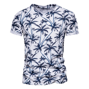 2024 camisetas de lona de fibra de bambú de algodón para hombres de moda de manga corta estilo de calle transpirable personalizable - Product Image 5