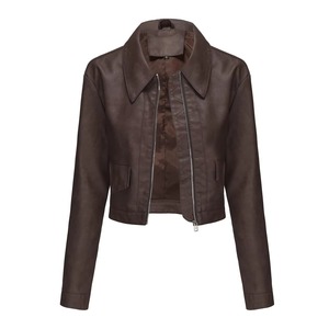 Crop <b>women</b> Comfortable <b>leather</b> <b>jackets</b> outerwear coats style winter midweight <b>bomber</b> Casual party & work wear Outdoor <b>jacket</b> - Product Image 4
