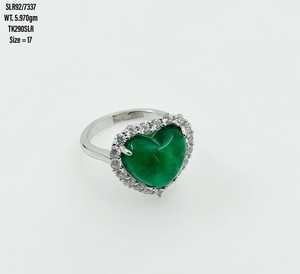 Iroc Sales 925 Sterling Silver Green Quartz Heart Shape Engagement Ladies Rings New Arrival Cz Stone Rings Gemstone Jewelry - Product Image 1