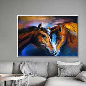 Toile élégante avec imprimé abstrait de cheval - Cadeau d'art animalier unique, 1P : encadré blanc - Product Image 1