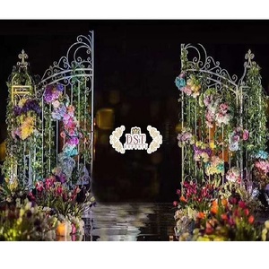 แผงฉากหลังโลหะสไตล์อังกฤษสำหรับงานแต่งงาน,ตกแต่งทางเข้างานแต่งงานประตูโลหะซุ้มประตูโลหะสำหรับงานแต่งงานพร้อมดอกไม้ - Product Image 1