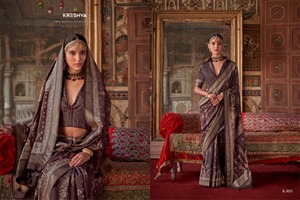 Sari en soie douce de créateur indien avec un beau design Patola Style pakistanais pour mariage et fête - Product Image 2