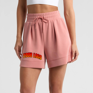 Nuevos pantalones cortos informales de verano personalizados al por mayor para mujer, pantalones cortos impresos DTG con logotipo 100% de algodón de Color sólido para mujer - Product Image 6