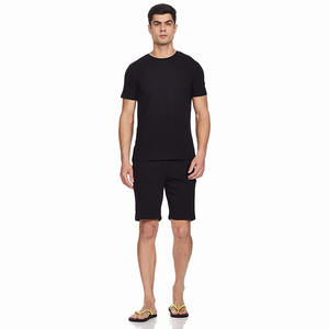 Conjunto personalizado de verano para hombre, ropa informal de media manga, pantalones cortos de Color negro, chándal, traje de dos piezas con logotipo personalizado - Product Image 5