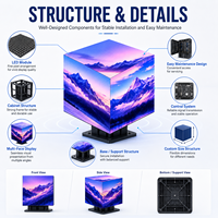 Affichage LED en cube P2.5 sans soudure, angle de vision à 360 degrés, écran LED en cube magique pour exposition technologique, publicité créative HD
