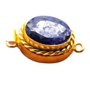 Prem Bhaya 18K Plaqué Or Lapis Ovale Boîte Fermoir B620-Lapis 1-3 Brin Composant de Fabrication de Bijoux 26X15X10MM - Product Image 2