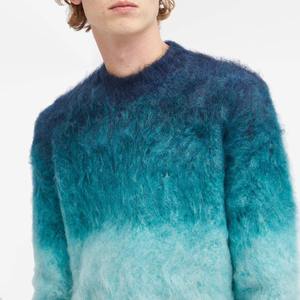 Pull en mohair pour homme, tricot doux et moelleux, manches longues, chaud pour l'hiver, tendance, bouton sur le devant, OEM - Product Image 2