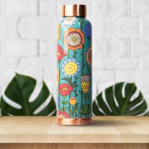 Handmade Best Quality Pure Copper Water Drinking & <b>Yoga</b> Bottle Classic Style Designer Hammered Effect Printed Bowl - Product Image 4