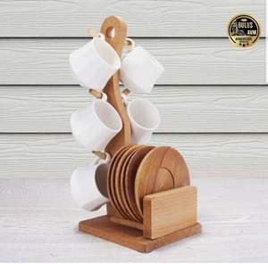 Supports à tasses en bois au meilleur prix, étagères de rangement, comptoir de cuisine, porte-tasses à café et à thé, supports de table, organisateurs, supports à fleurs - Product Image 5