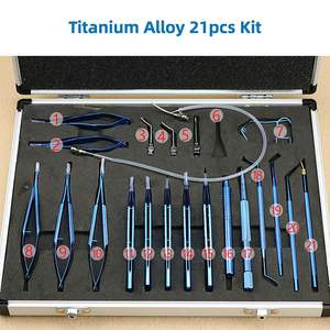 Juego de 21 Uds. De cataratas de titanio, instrumento oftálmico ocular, microlente intraocular para ojos, instrumentos de cirugía de implantación, soporte de aguja - Product Image 4