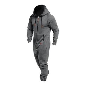 Survêtement de sport 2 pièces à la mode hip hop pour hommes, veste et pantalon à fermeture éclair à motif solide pour la gym, survêtement de printemps pour l'hiver - Product Image 6