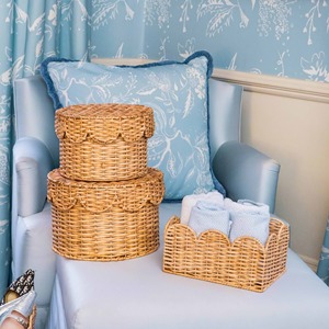 <b>Rectangle</b> Scalloped Rattan <b>Baskets</b> Set of 3 Handmade <b>Storage</b> <b>Basket</b> Wholesale eco-friendly Made in Viet Nam - Product Image 6