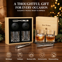 Ensemble cadeau d'entreprise personnalisé SHUNSTONE, verres à whisky de 9 oz, moule à glaçons sphériques, boîte en bambou, cadeaux promotionnels d'affaires pour hommes