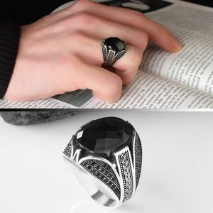 Anillo Masculino de Plata de Ley 925 Estilo Otomano Azuris VALKH1195 al por Mayor, Piedra Natural de Ágata Hecha a Mano en Turquía - Product Image 1