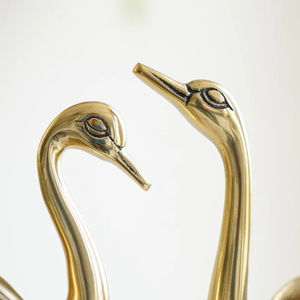 Golden <b>Brass</b> Art Deco Pair Swans Sculpture <b>Candle</b> <b>Holder</b> Eco-Friendly Durable for Anniversary/Christmas Home Decor Tabletop Use - Product Image 4