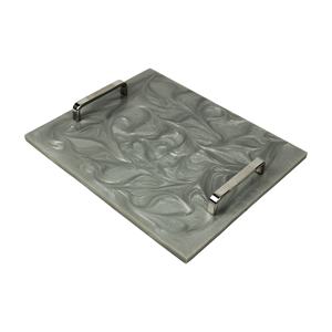Bandeja para Servir Alimentos de Resina con Asa de Metal, Decoración Artesanal de Resina, Bandeja para Servir - Product Image 1